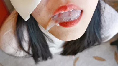 满满一嘴精子，“好喜欢喝哥哥的精子”